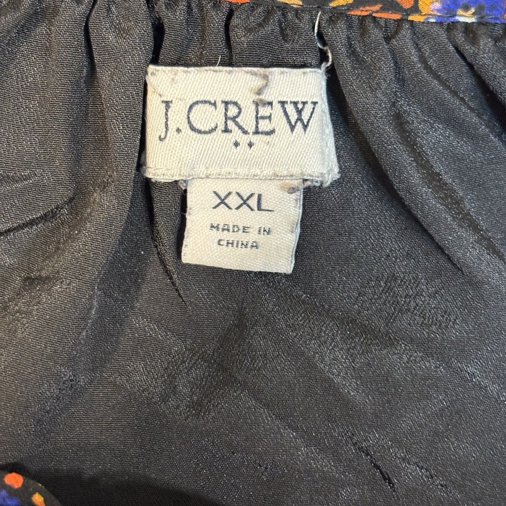 J.Crew Crinkle Peasant Top XXL Dark Floral Long Sleeve Cottagecore Romantic Boho - Picture 4 of 9